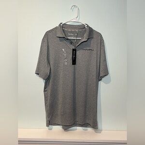 Walter Hagen Men’s Maxfli 11 Gray White Striped Polo NWT, Size Medium